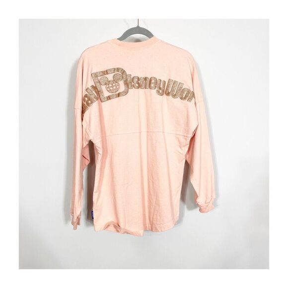 Disney World Top Womens Small Pink Glitter Spirit Jersey  Longsleeve Shirt 3D - Picture 1 of 5